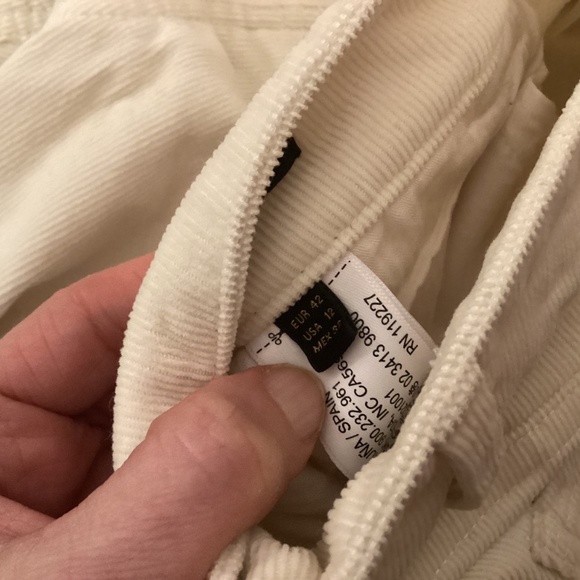 NWOT Massimo Dutti Cotton Blend Corduroy Pants Cream, fit like 8-10 - Picture 6 of 12